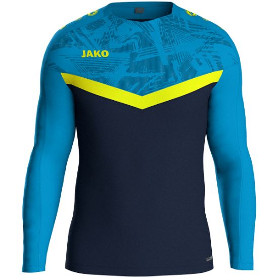 Afbeeldingen van Sweater Iconic marine JAKO-blauw/fluogeel